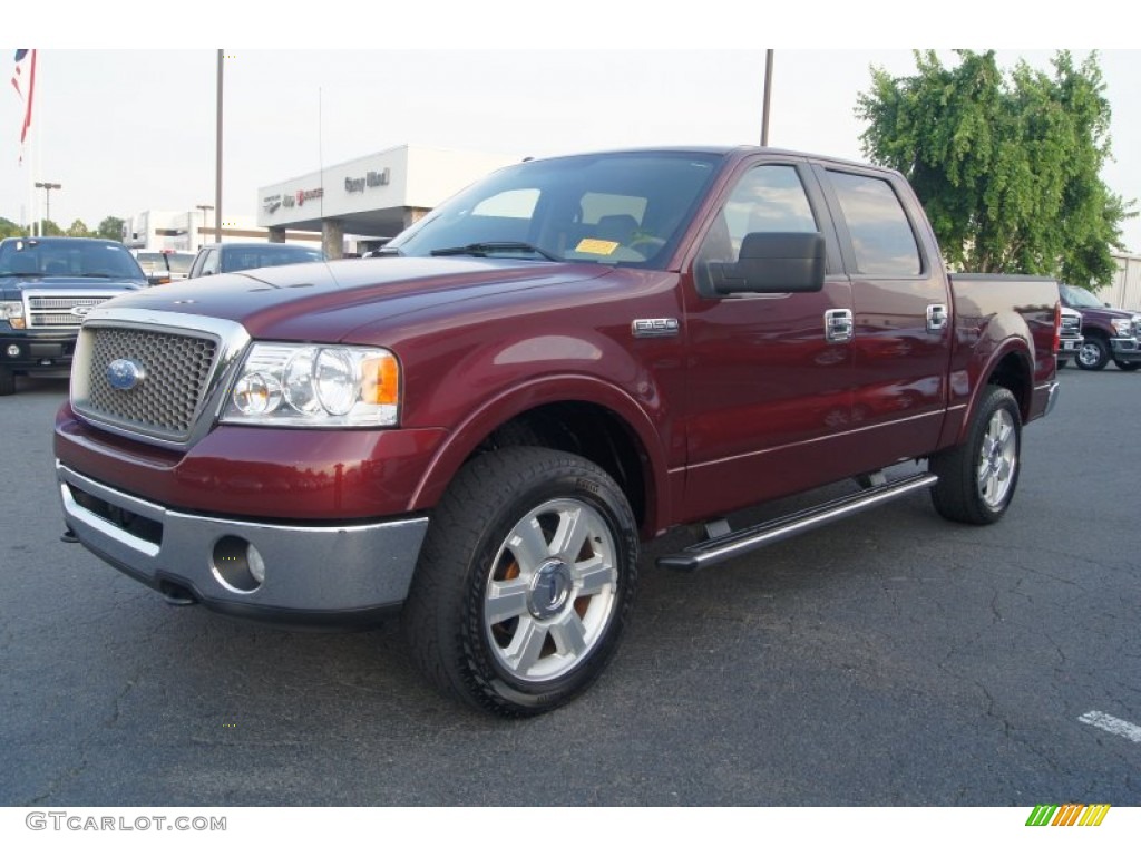 2006 F150 Lariat SuperCrew 4x4 - Dark Toreador Red Metallic / Tan photo #6