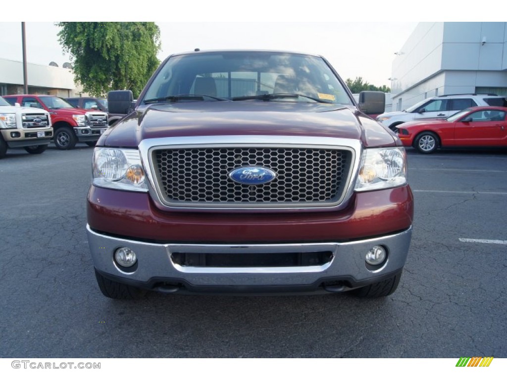 2006 F150 Lariat SuperCrew 4x4 - Dark Toreador Red Metallic / Tan photo #7