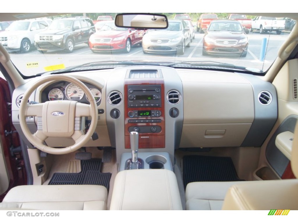 2006 F150 Lariat SuperCrew 4x4 - Dark Toreador Red Metallic / Tan photo #24