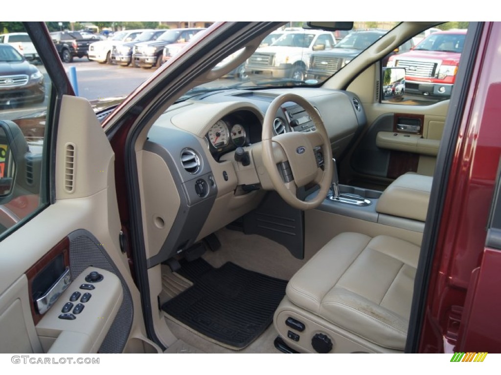 2006 F150 Lariat SuperCrew 4x4 - Dark Toreador Red Metallic / Tan photo #28