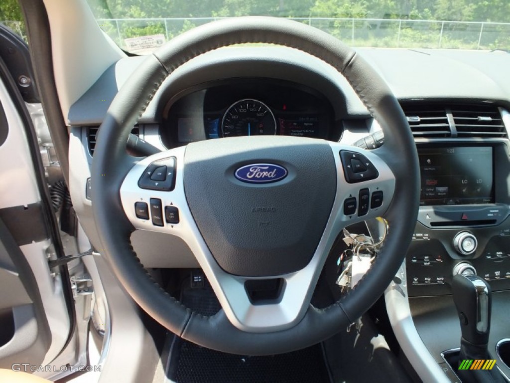 2013 Ford Edge SEL EcoBoost Medium Light Stone Steering Wheel Photo #67106360