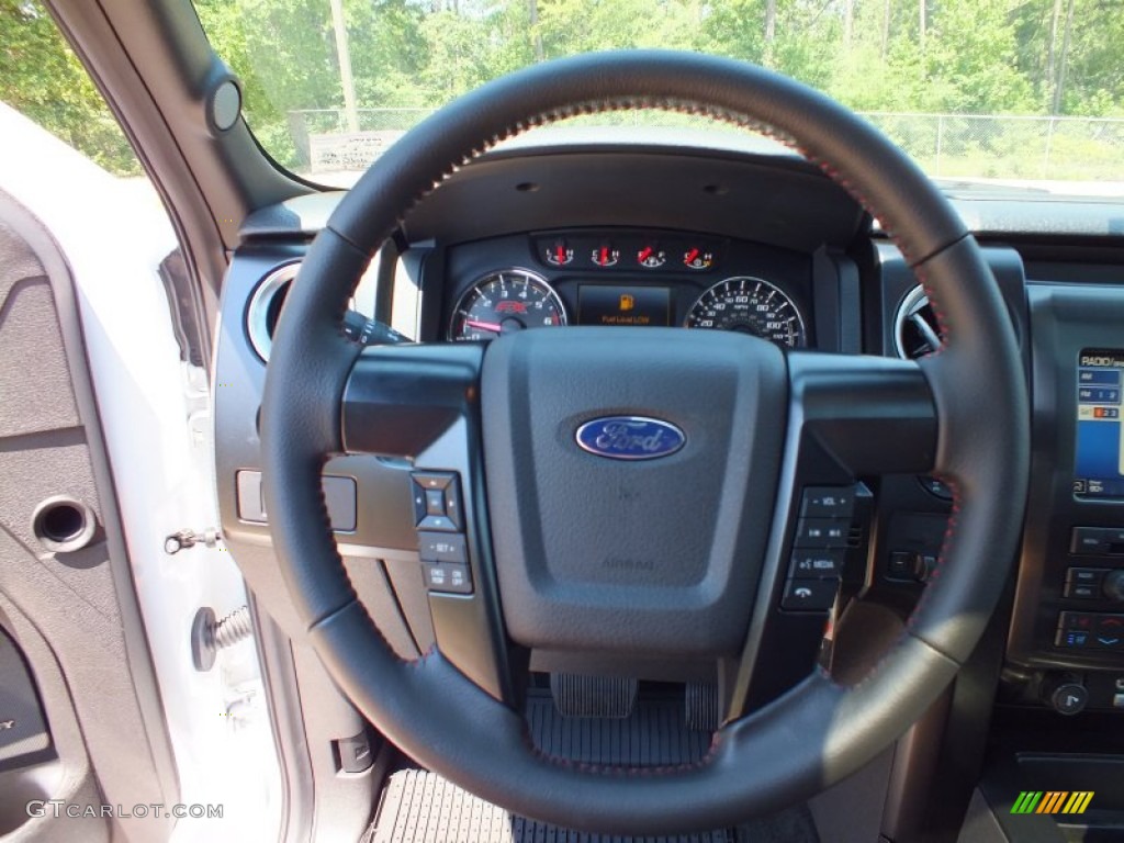 2012 Ford F150 FX4 SuperCrew 4x4 FX Sport Appearance Black/Red Steering Wheel Photo #67107641