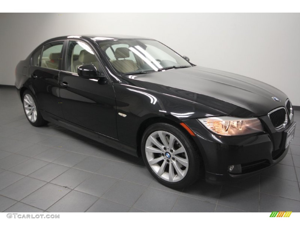 2009 3 Series 328i Sedan - Black Sapphire Metallic / Beige photo #1
