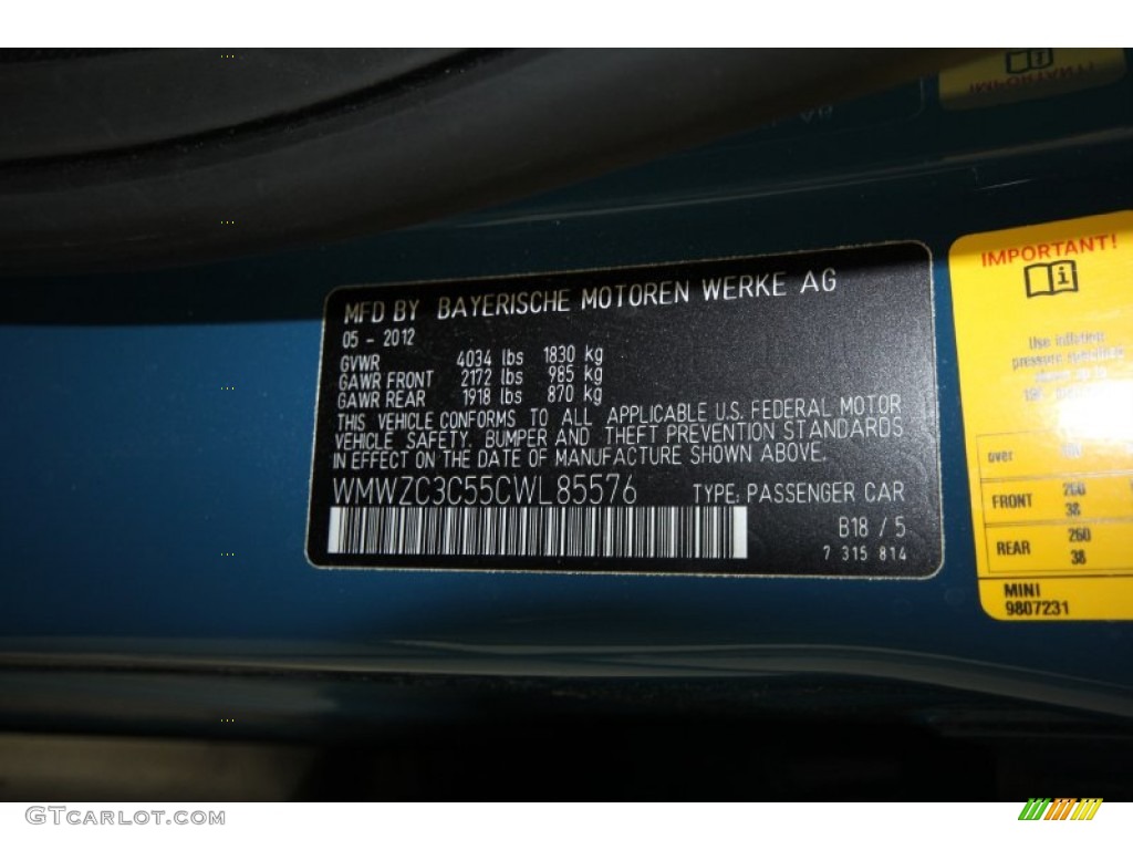 2012 Cooper Color Code B18 for Surf Blue Photo #67119077