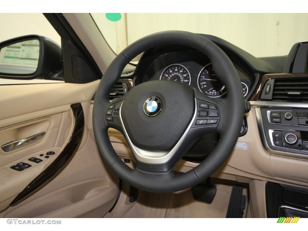 2012 BMW 3 Series 328i Sedan Veneto Beige Steering Wheel Photo #67119842