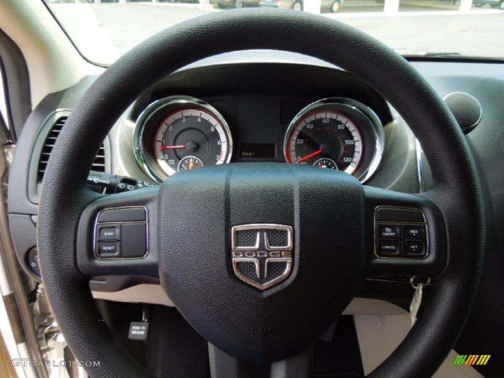 2012 Dodge Grand Caravan SXT Black/Light Graystone Steering Wheel Photo #67138509