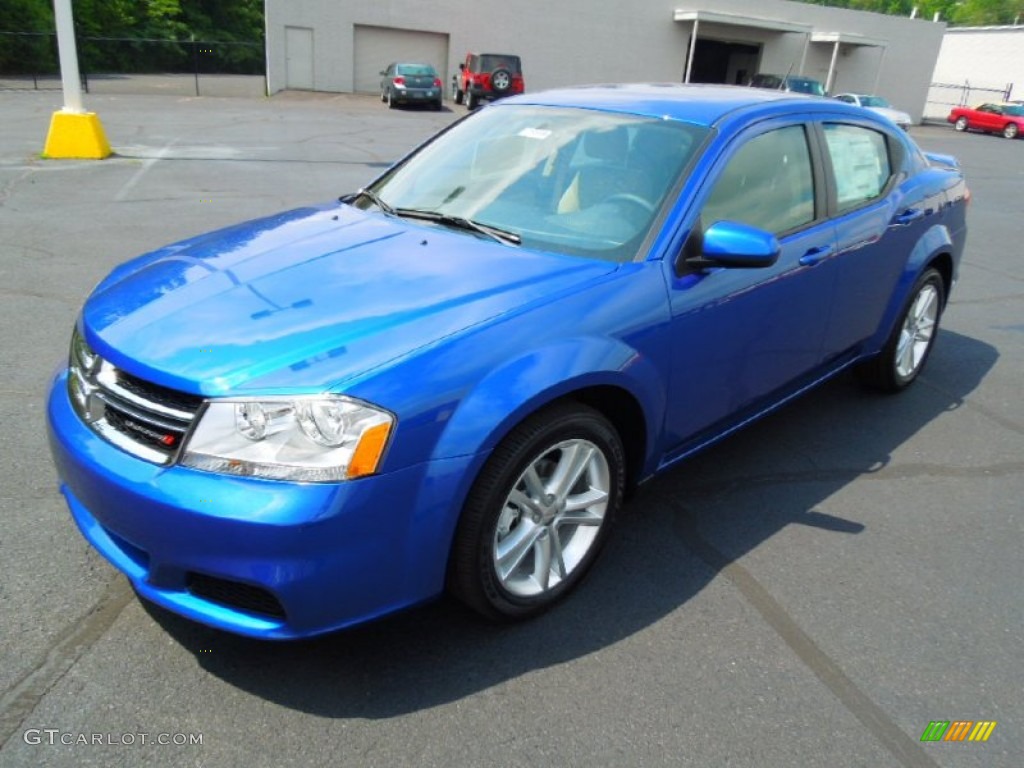 2012 Avenger SXT - Blue Streak Pearl / Black/Light Frost Beige photo #2