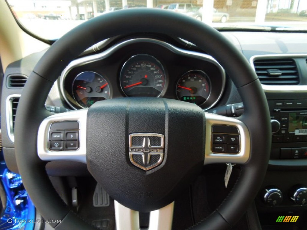 2012 Dodge Avenger SXT Black/Light Frost Beige Steering Wheel Photo #67140788