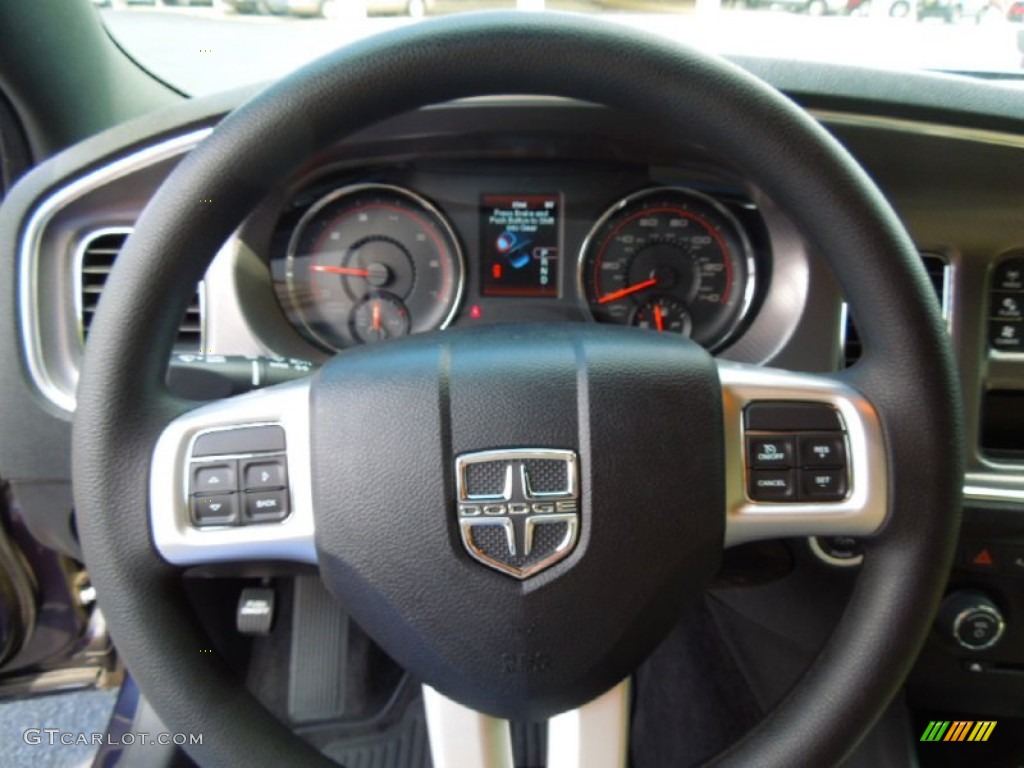 2012 Dodge Charger SE Black/Light Frost Beige Steering Wheel Photo #67140954