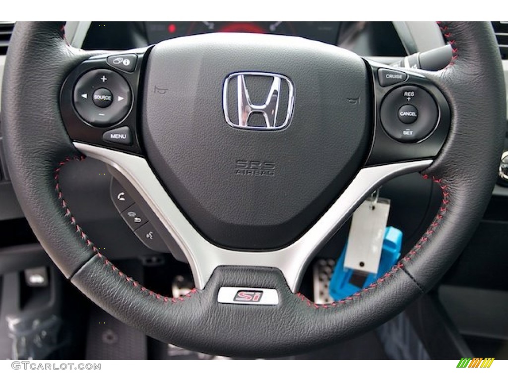 2012 Honda Civic Si Coupe Black Steering Wheel Photo #67150294