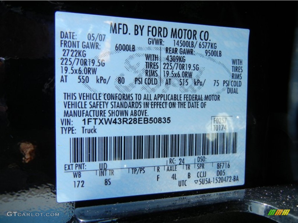 2008 F450 Super Duty Color Code UD for Black Photo #67158104