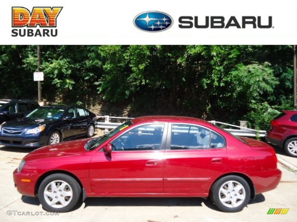 2004 Elantra GLS Sedan - Crimson Dark Red / Gray photo #1