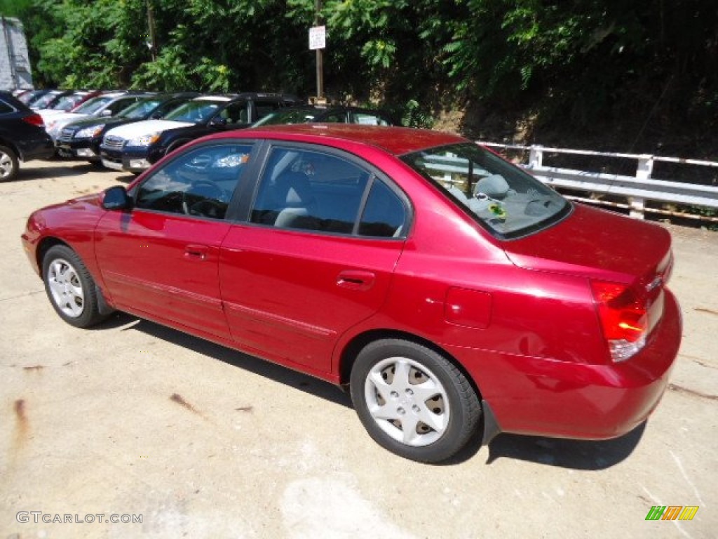 2004 Elantra GLS Sedan - Crimson Dark Red / Gray photo #2