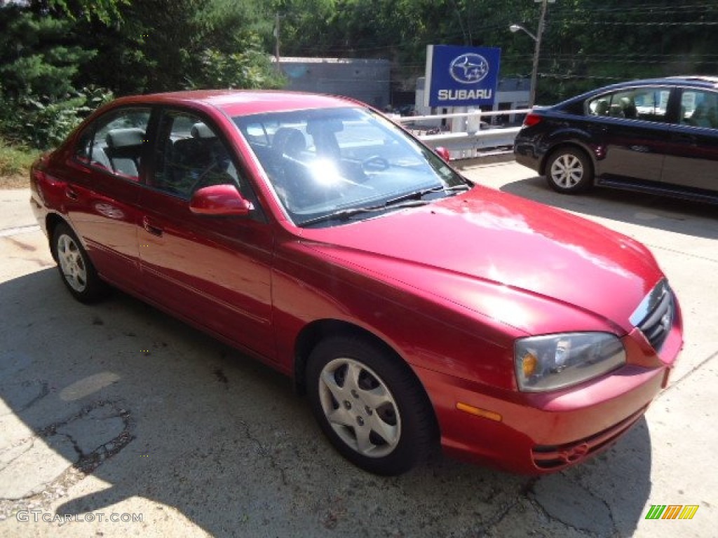 2004 Elantra GLS Sedan - Crimson Dark Red / Gray photo #5