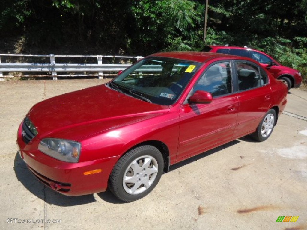2004 Elantra GLS Sedan - Crimson Dark Red / Gray photo #6