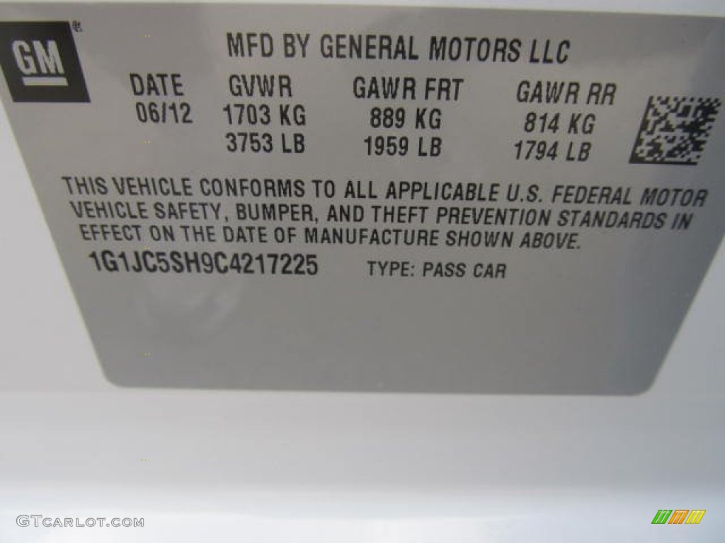 2012 Sonic LT Sedan - Summit White / Dark Pewter/Dark Titanium photo #14