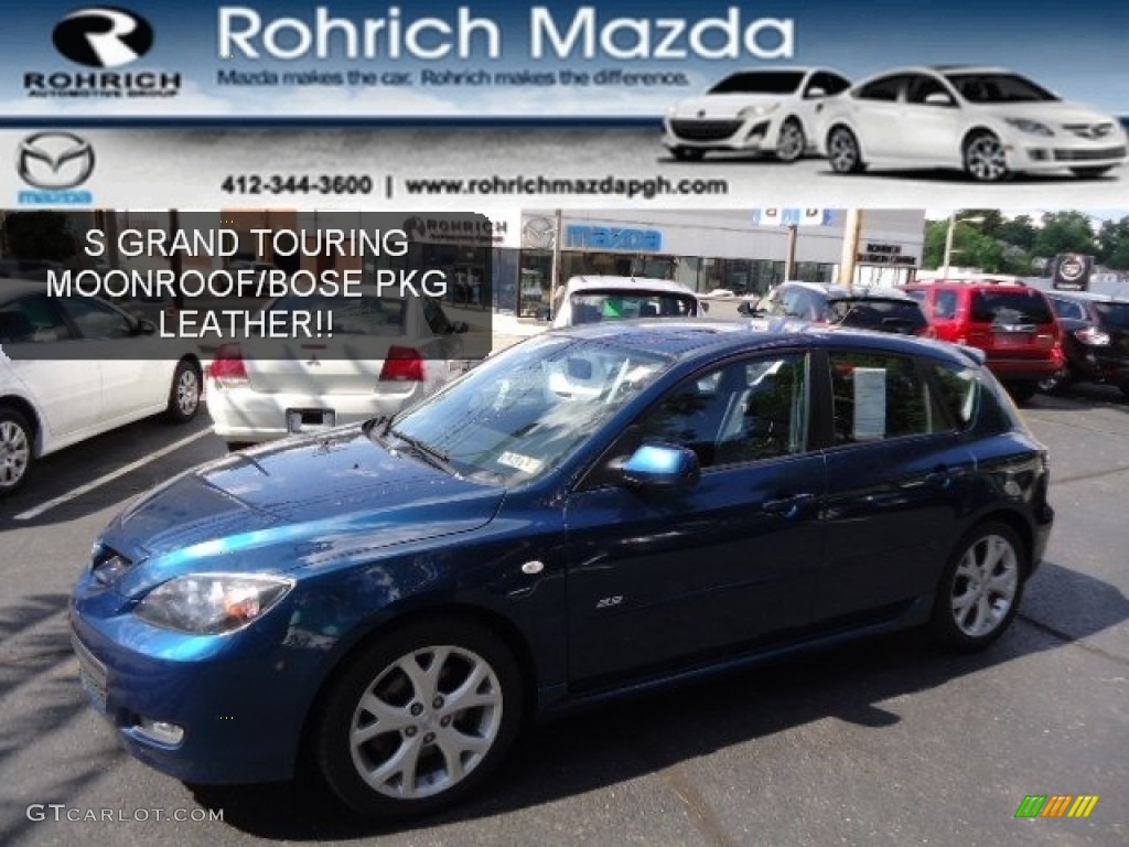 2008 MAZDA3 s Grand Touring Hatchback - Phantom Blue Mica / Black photo #1