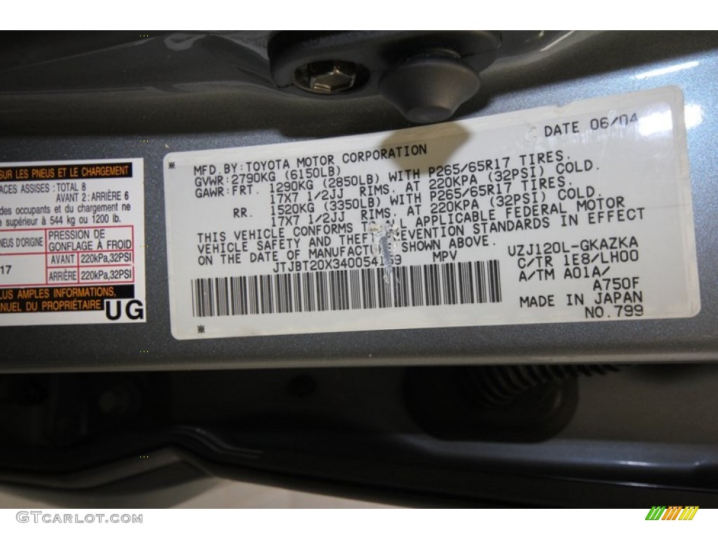 2004 GX Color Code 1E8 for Ash Blue Mica Photo #67162412