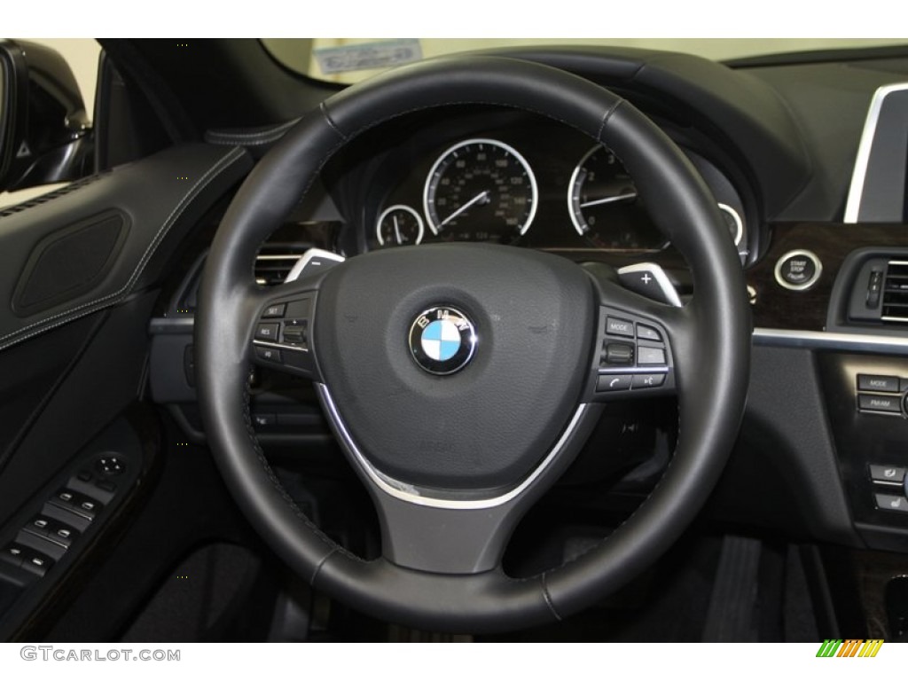 2012 BMW 6 Series 650i Convertible Black Nappa Leather Steering Wheel Photo #67163861