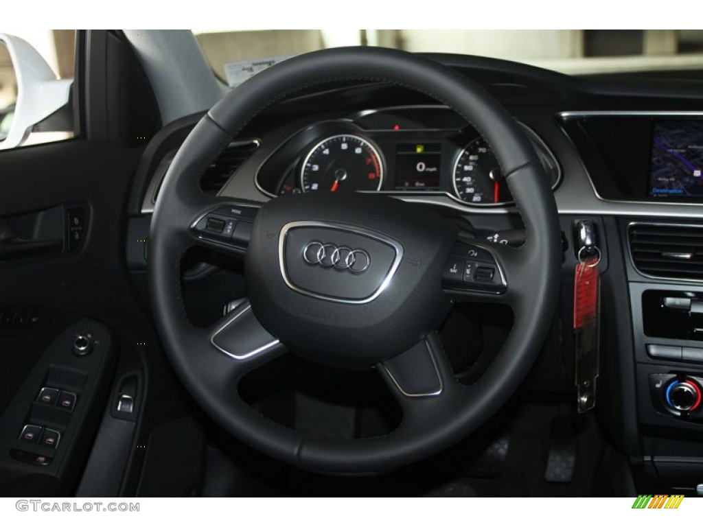 2013 Audi A4 2.0T Sedan Black Steering Wheel Photo #67165304