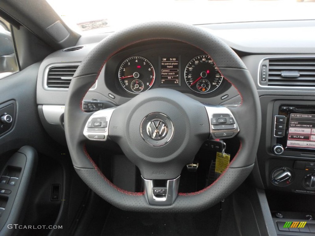 2012 Volkswagen Jetta GLI Titan Black Steering Wheel Photo #67176425