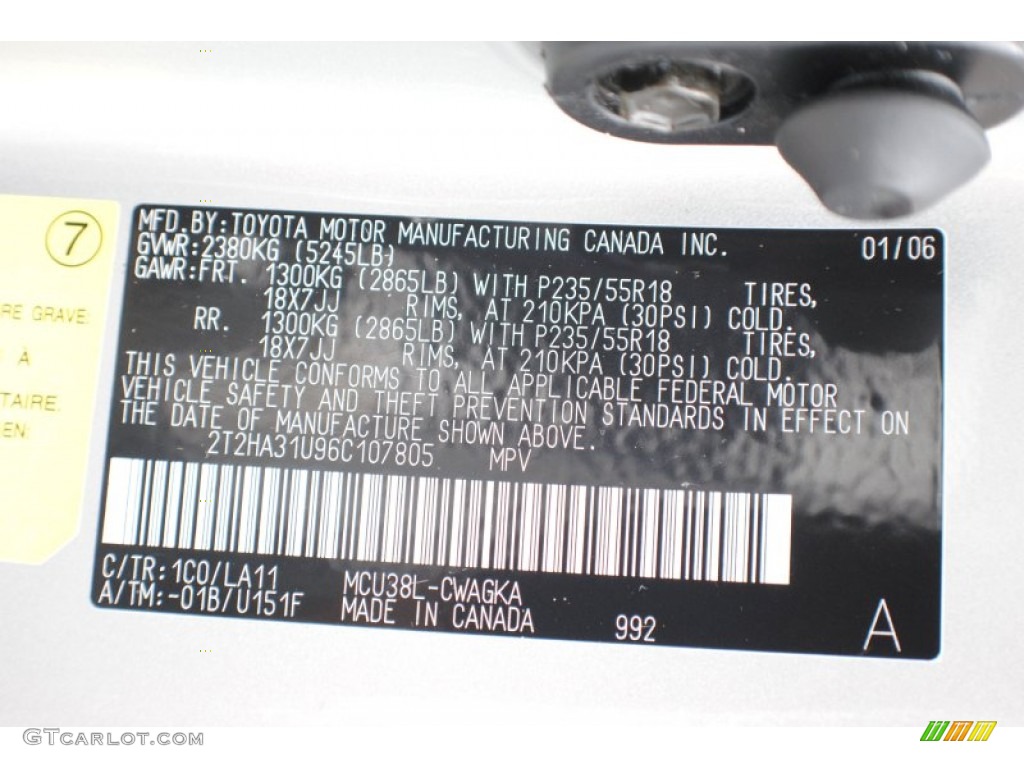 2006 RX Color Code 1C0 for Millenium Silver Metallic Photo #67180736