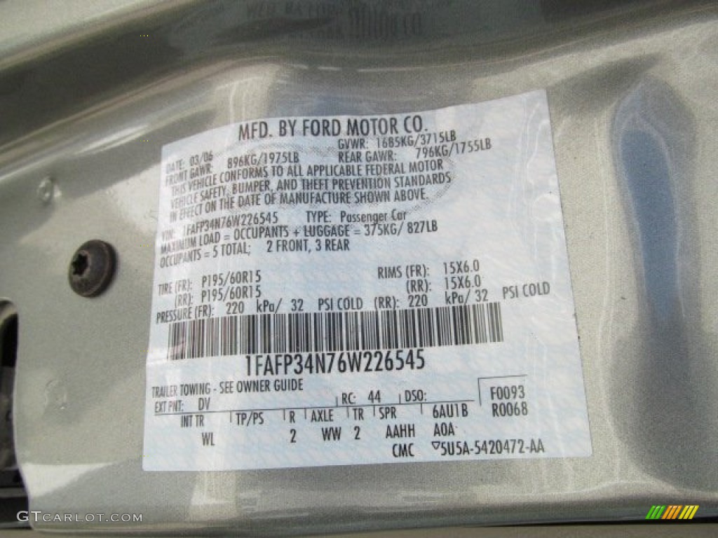 2006 Focus Color Code DV for Light Tundra Metallic Photo #67181289