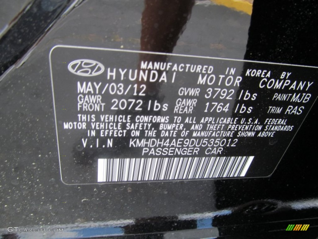 2013 Elantra GLS - Black / Gray photo #10