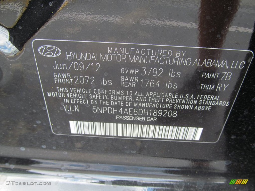 2013 Elantra Limited - Midnight Black / Black photo #10