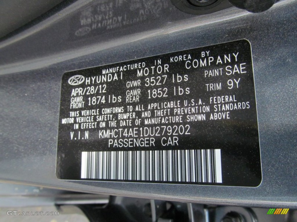 2013 Accent Color Code SAE for Cyclone Gray Photo #67191699