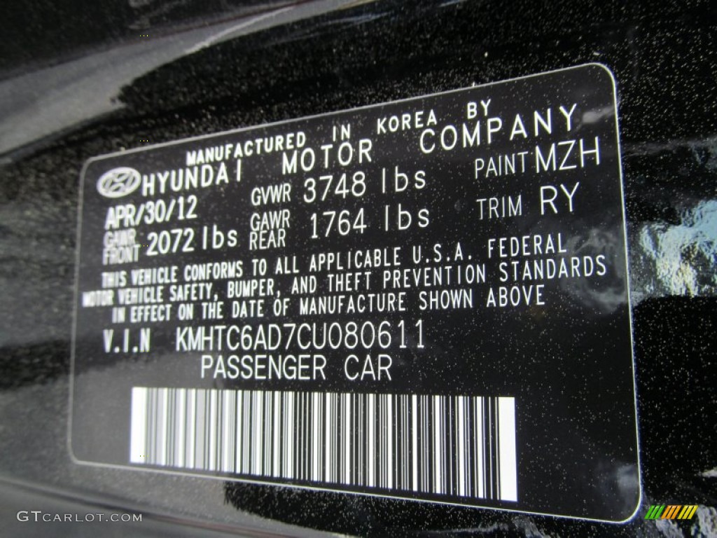 2012 Veloster  - Ultra Black / Black photo #10