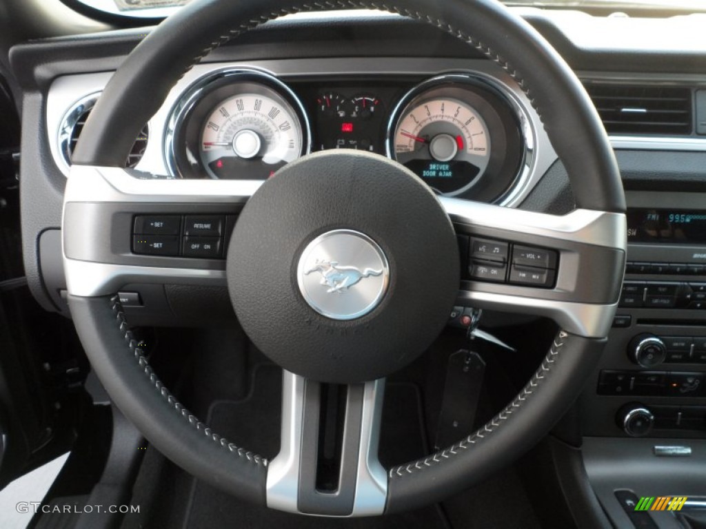 2010 Ford Mustang GT Premium Coupe Charcoal Black Steering Wheel Photo #67195274