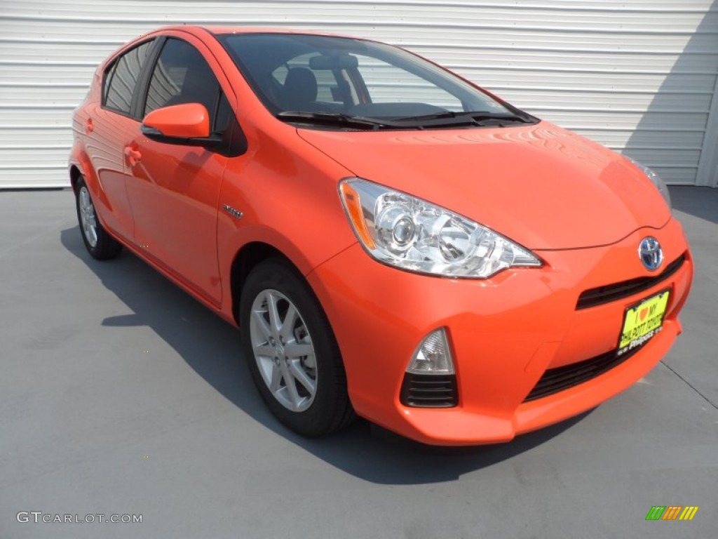 2012 Prius c Hybrid Three - Habanero / Light Blue Gray/Black photo #1