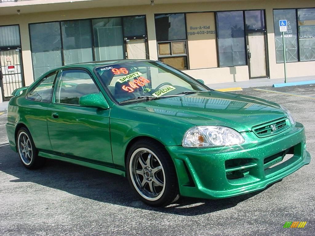 1996 Civic EX Coupe - Custom Sparkle Green / Gray photo #7