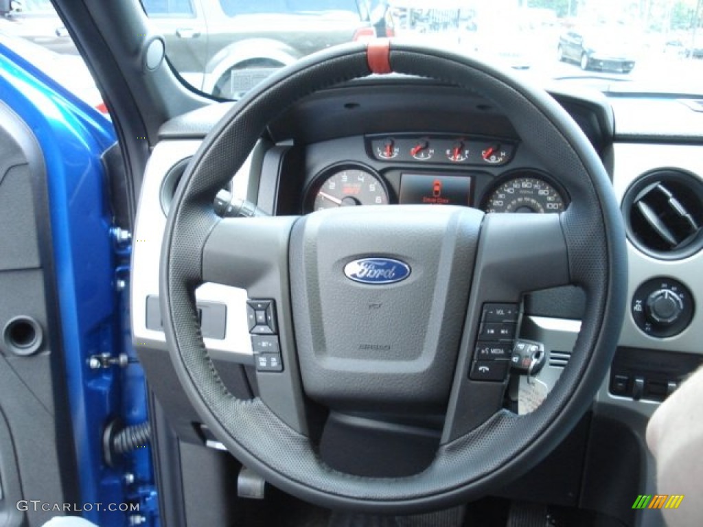 2012 Ford F150 SVT Raptor SuperCrew 4x4 Raptor Black Leather/Cloth Steering Wheel Photo #67205772
