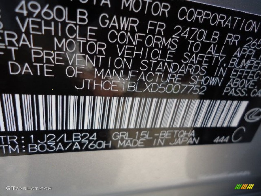 2013 GS Color Code 1J2 for Liquid Platinum Photo #67206105