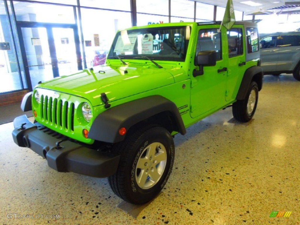 2012 Wrangler Unlimited Sport S 4x4 - Gecko Green / Black photo #2
