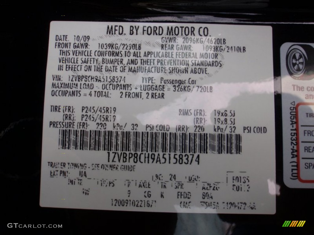 2010 Mustang Color Code UA for Black Photo #67223829