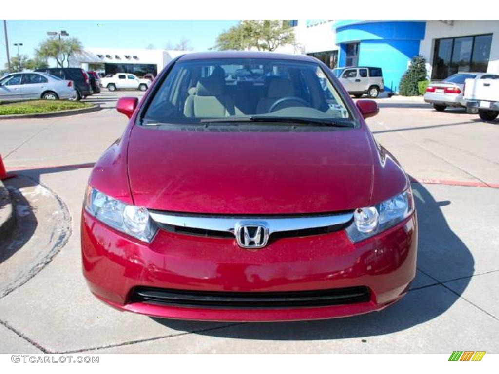 2007 Civic LX Sedan - Tango Red Pearl / Ivory photo #2