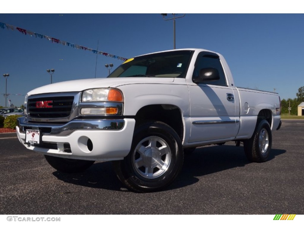 2003 Sierra 1500 SLE Regular Cab 4x4 - Summit White / Dark Pewter photo #1