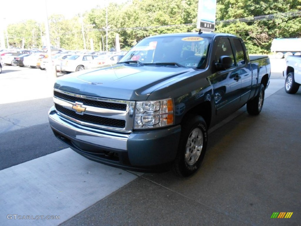 2008 Silverado 1500 LT Extended Cab 4x4 - Blue Granite Metallic / Ebony photo #2