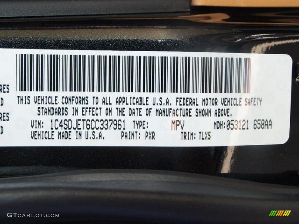 2012 Durango Color Code PXR for Brilliant Black Crystal Pearl Photo #67242114