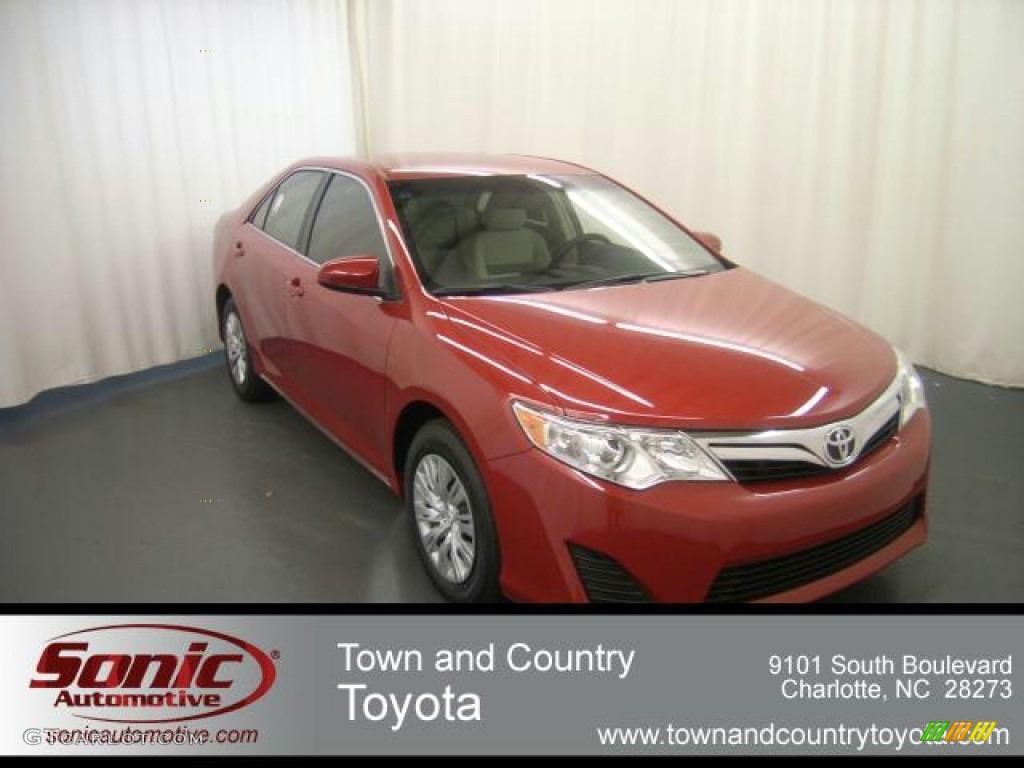 2012 Camry LE - Barcelona Red Metallic / Ivory photo #1