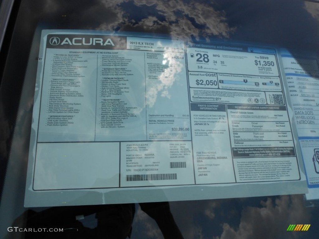 2013 Acura ILX 2.0L Technology Window Sticker Photo #67244691