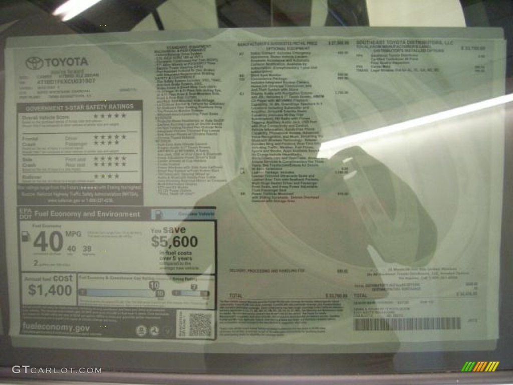 2012 Camry Hybrid XLE - Super White / Ivory photo #6