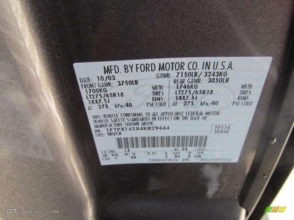 2004 F150 FX4 SuperCab 4x4 - Dark Shadow Grey Metallic / Black photo #24