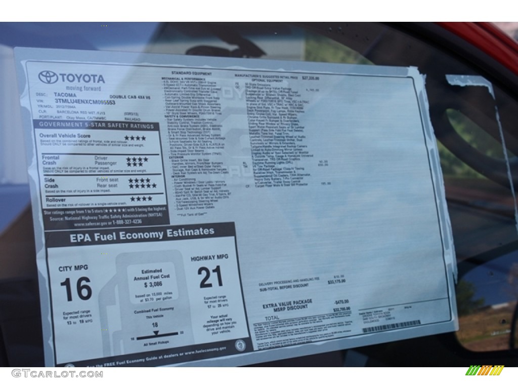 2012 Tacoma V6 TRD Double Cab 4x4 - Barcelona Red Metallic / Graphite photo #9