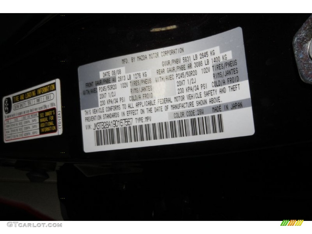 2009 CX-9 Color Code 28W for Black Cherry Mica Photo #67284334