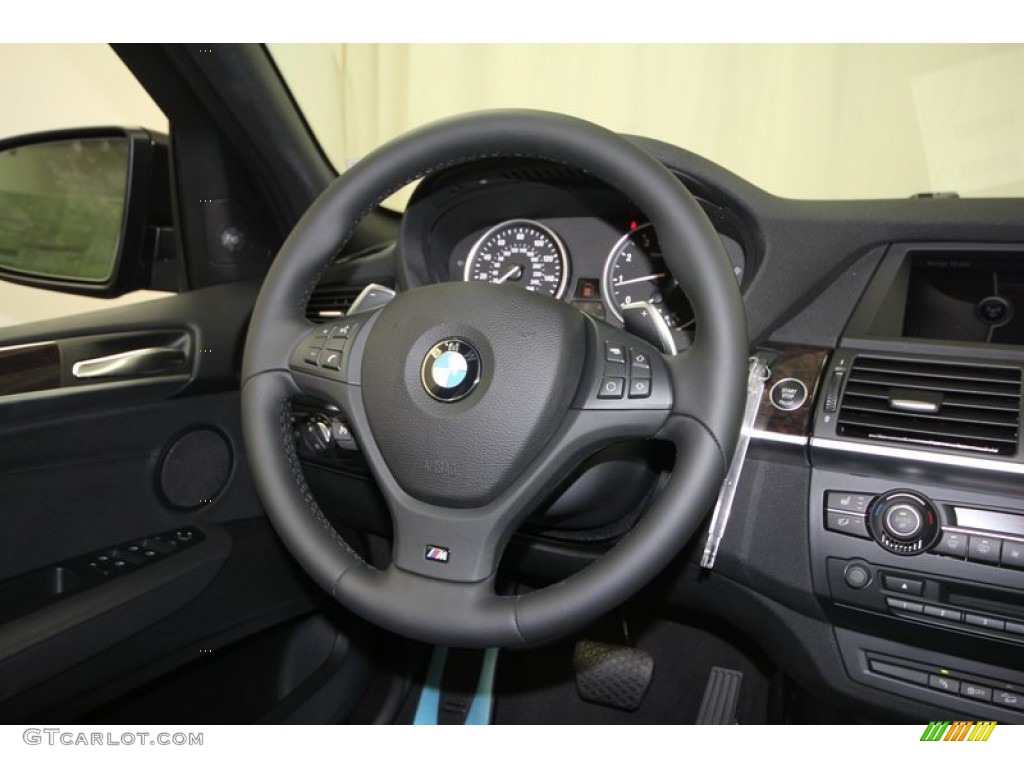 2013 BMW X5 xDrive 50i Black Steering Wheel Photo #67290596