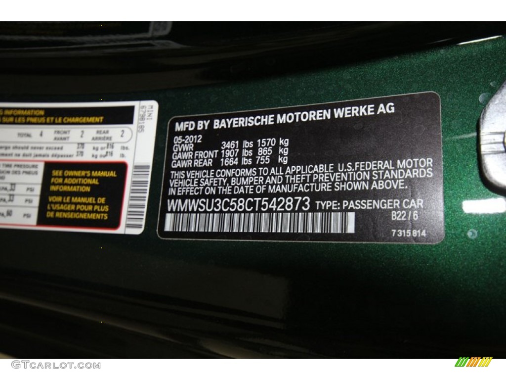 2012 Cooper Color Code B22 for British Racing Green II Metallic Photo #67293818